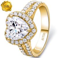 (CERTIFICATE REPORT) 2.00 CT DIAMOND MOISSANITE ENGAGEMENT 18KT SOLID GOLD RING