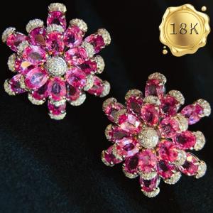 LUXURY COLLECTION ! (CERTIFICATE REPORT) 8.50 CT GENUINE PADPARADSCHA PINK SAPPHIRE & 0.35 CT GENUINE DIAMOND 18KT SOLID GOLD EARRINGS