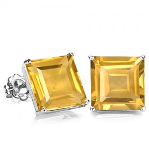 IMMACULATE ! 2.14 CT CITRINE 10KT SOLID GOLD EARRINGS STUD