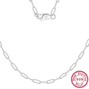 45CM ITALY PAPERCLIP CHAIN 925 STERLING SILVER NECKLACE