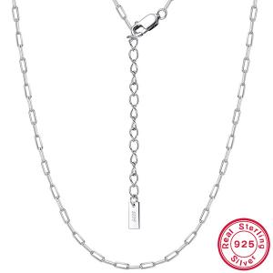 40CM ITALY PAPERCLIP CHOKER CHAIN 925 STERLING SILVER NECKLACE