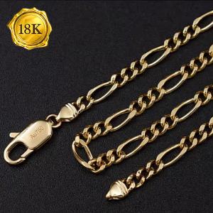 50CM 6.2G AU750 MENS FIGARO CHAIN 18KT SOLID GOLD NECKLACE