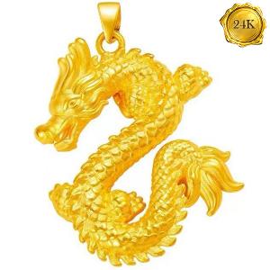 AWESOME ! DRAGON 24KT SOLID GOLD PENDANT