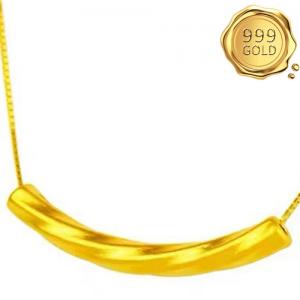 PRICELESS ! HOLLOW TWISTED TUBE 24KT SOLID GOLD PENDANT