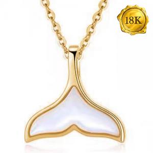 AWESOME ! 18KT SOLID GOLD WHALE TAIL SHELL PENDANT