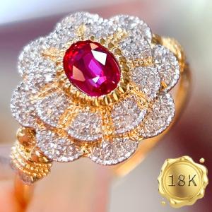 LUXURY COLLECTION ! (CERTIFICATE REPORT) 0.40 CT GENUINE RUBY & 0.33 CT GENUINE DIAMOND 18KT SOLID GOLD RING