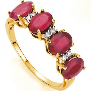 CHARMING ! 2.17 CT AFRICAN RUBY & GENUINE DIAMOND (VS) 10KT SOLID GOLD BAND RING