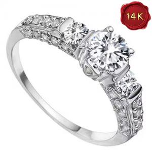 READY TO SHIP ! VS CLARITY 1/2 CT DIAMOND MOISSANITE & 1/4 CT DIAMOND 14KT SOLID GOLD ENGAGEMENT RING