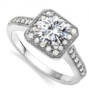 VS CLARITY ! 1.00 CT DIAMOND MOISSANITE & 1/4 CT DIAMOND SOLITAIRE 10KT SOLID GOLD ENGAGEMENT RING