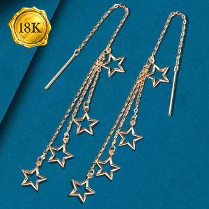 READY TO SHIP! 18KT SOLID GOLD STAR DANGLE EARRINGS