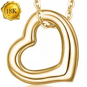 3D 18KT SOLID GOLD MINI HEART SHAPED HOLLOW PENDANT