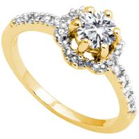 (CERTIFICATE REPORT) 1/2 CT DIAMOND MOISSANITE & 1/5 CT DIAMOND SOLITAIRE 10KT SOLID GOLD ENGAGEMENT RING