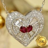 LUXURY COLLECTION ! 0.20 CT GENUINE RUBY & 0.41 CT GENUINE DIAMOND 18KT SOLID GOLD NECKLACE