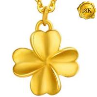 AWESOME ! LUCKY CLOVER 3D 24KT SOLID GOLD HOLLOW PENDANT