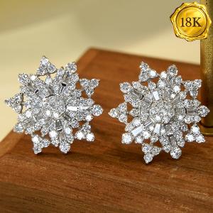 LUXURY COLLECTION ! 1.34 CT GENUINE DIAMOND 18KT SOLID GOLD EARRINGS