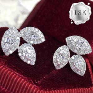 LUXURY COLLECTION ! 0.70 CT GENUINE DIAMOND 18KT SOLID GOLD EARRINGS