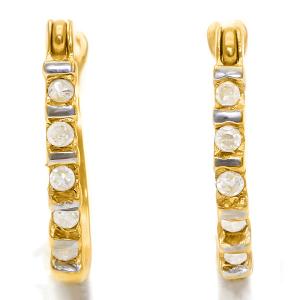READY TO SHIP ! DIAMOND 10KT SOLID GOLD HOOP EARRINGS