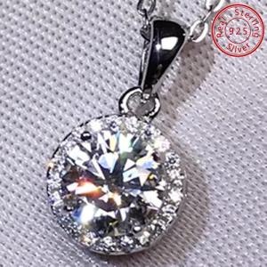 (CERTIFICATE REPORT) 1.00 CT DIAMOND MOISSANITE & CREATED WHITE TOPAZ 925 STERLING SILVER NECKLACE
