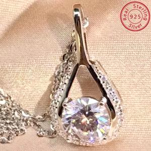NEW!! (CERTIFICATE REPORT) 2.00 CT DIAMOND MOISSANITE & CREATED WHITE TOPAZ 925 STERLING SILVER NECKLACE