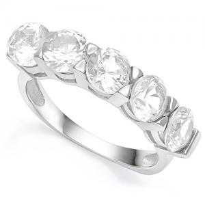 GLAMOROUS ! 14K WHITE GOLD OVER SOLID STERLING SILVER 3.00 CT WHITE TOPAZ FASHION RING