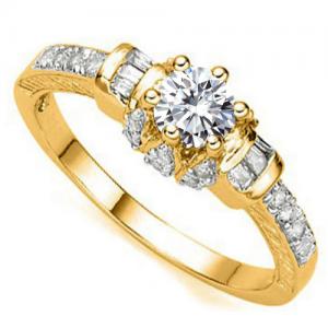 PRICELESS ! 1/3 CT DIAMOND MOISSANITE & DIAMOND SOLITAIRE 10KT SOLID GOLD ENGAGEMENT RING
