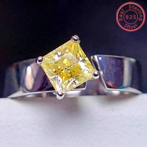 (CERTIFICATE REPORT) 1.00 CT YELLOW DIAMOND MOISSANITE 925 STERLING SILVER RING