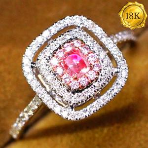 LUXURY COLLECTION !  (CERTIFICATE REPORT) 0.50 CTW GENUINE PINK DIAMOND & GENUINE DIAMOND 18KT SOLID GOLD RING