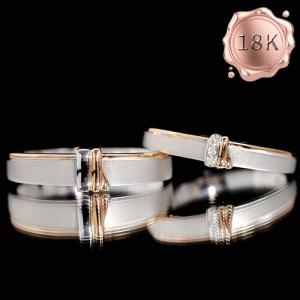 EXCLUSIVE ! GENUINE DIAMONDS PERSONALIZED ENGRAVE 18KT SOLID GOLD COUPLES RINGS SET