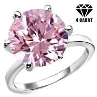 (CERTIFICATE REPORT) 4.00 CT FANCY PINK DIAMOND MOISSANITE (HEART & ARROWS CUT/VVS) SOLITAIRE 10KT SOLID GOLD ENGAGEMENT RING